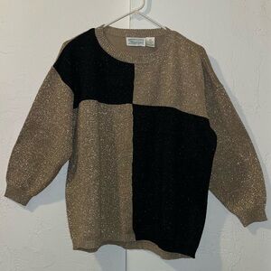 Vintage Shenanigans Colorblock Black & Gold Sweater